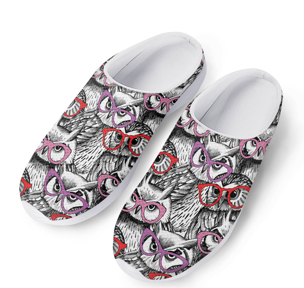 Owl With Glasses Pattern Print Mesh Casual Shoes