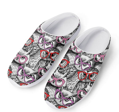 Owl With Glasses Pattern Print Mesh Casual Shoes