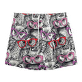 Owl With Glasses Pattern Print Mesh Shorts