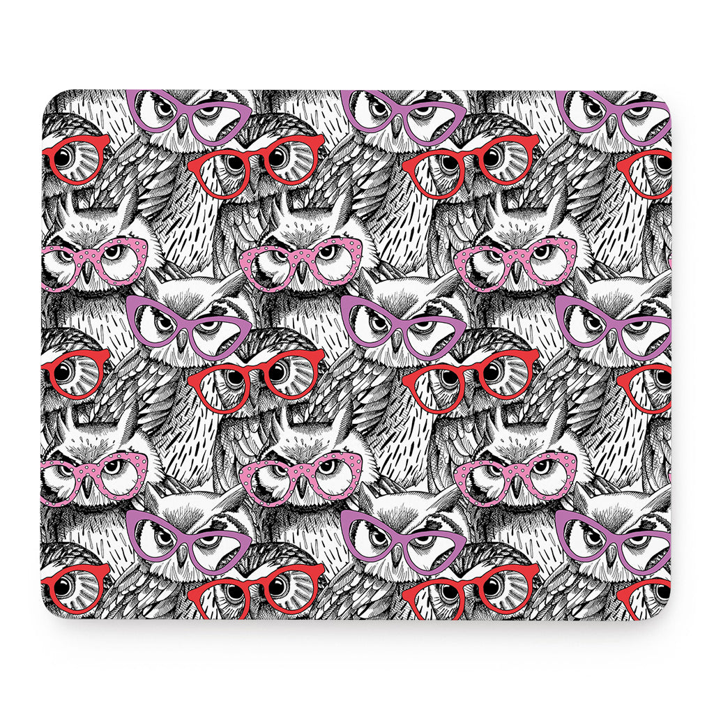 Owl With Glasses Pattern Print Mouse Pad