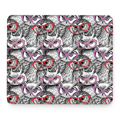 Owl With Glasses Pattern Print Mouse Pad