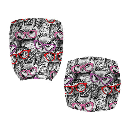 Owl With Glasses Pattern Print Office Chair Cover