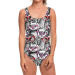 Owl With Glasses Pattern Print One Piece Swimsuit