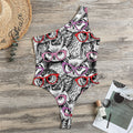 Owl With Glasses Pattern Print One Shoulder Bodysuit