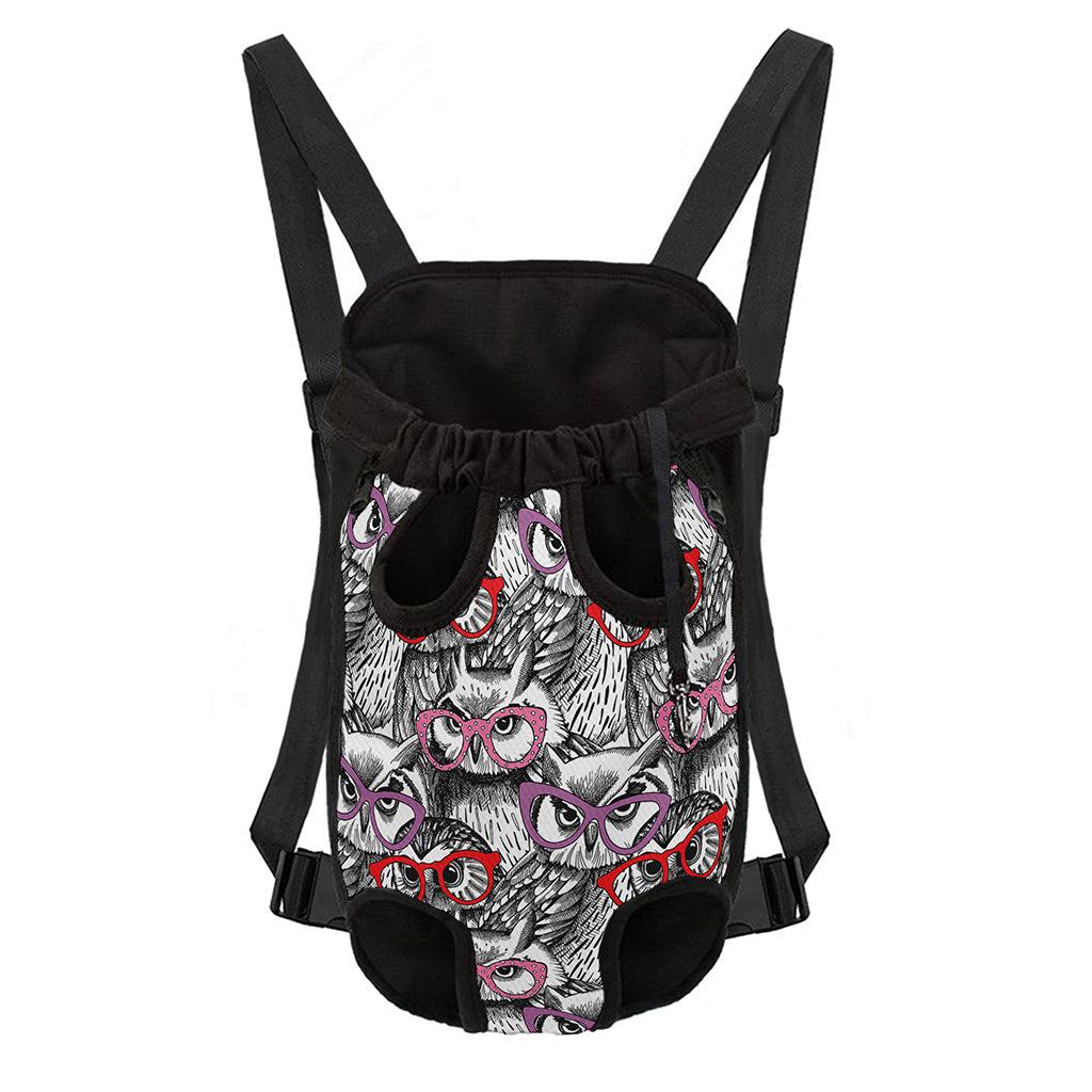 Owl With Glasses Pattern Print Pet Carrier Backpack