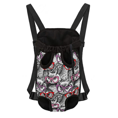 Owl With Glasses Pattern Print Pet Carrier Backpack