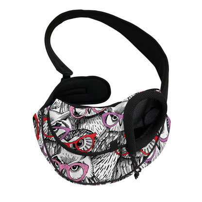 Owl With Glasses Pattern Print Pet Sling Carrier