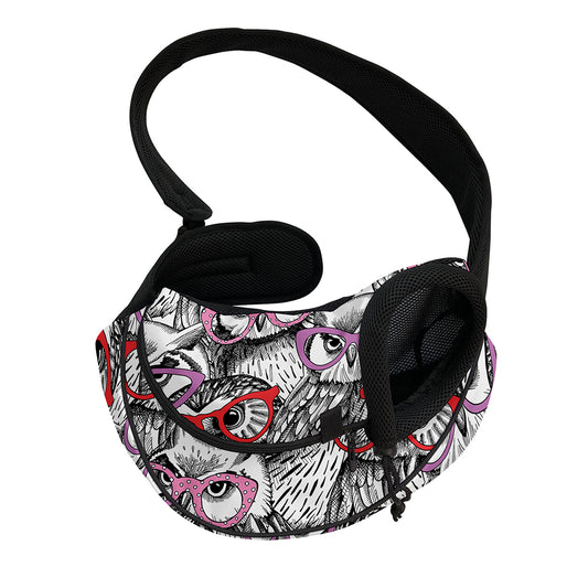 Owl With Glasses Pattern Print Pet Sling Carrier