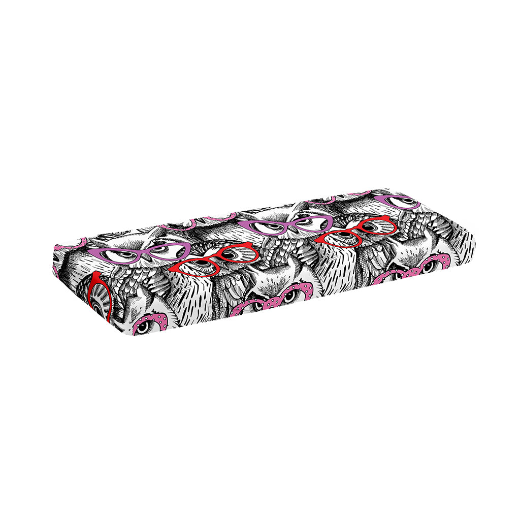 Owl With Glasses Pattern Print Piano Keyboard Cover