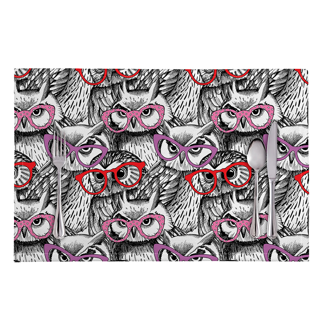 Owl With Glasses Pattern Print Placemat