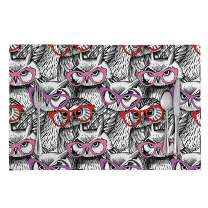 Owl With Glasses Pattern Print Placemat