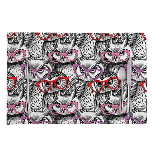 Owl With Glasses Pattern Print Placemat