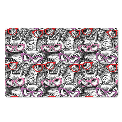 Owl With Glasses Pattern Print Polyester Doormat