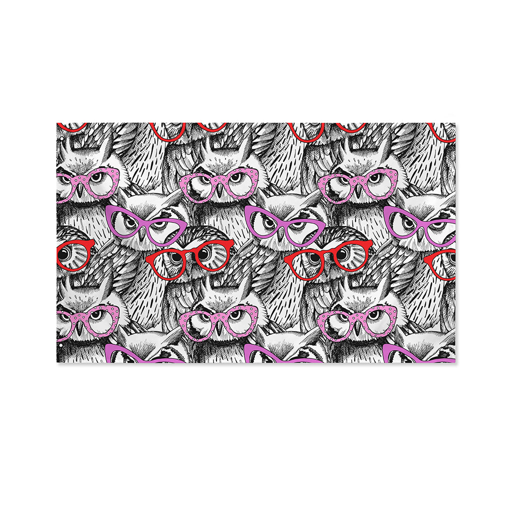Owl With Glasses Pattern Print Polyester Flag