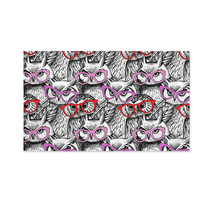 Owl With Glasses Pattern Print Polyester Flag
