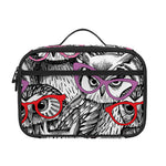 Owl With Glasses Pattern Print Portable Lunch Bag