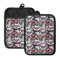 Owl With Glasses Pattern Print Pot Holders With Pocket
