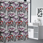 Owl With Glasses Pattern Print Premium Shower Curtain