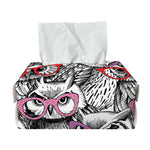Owl With Glasses Pattern Print Rectangle Tissue Box Cover