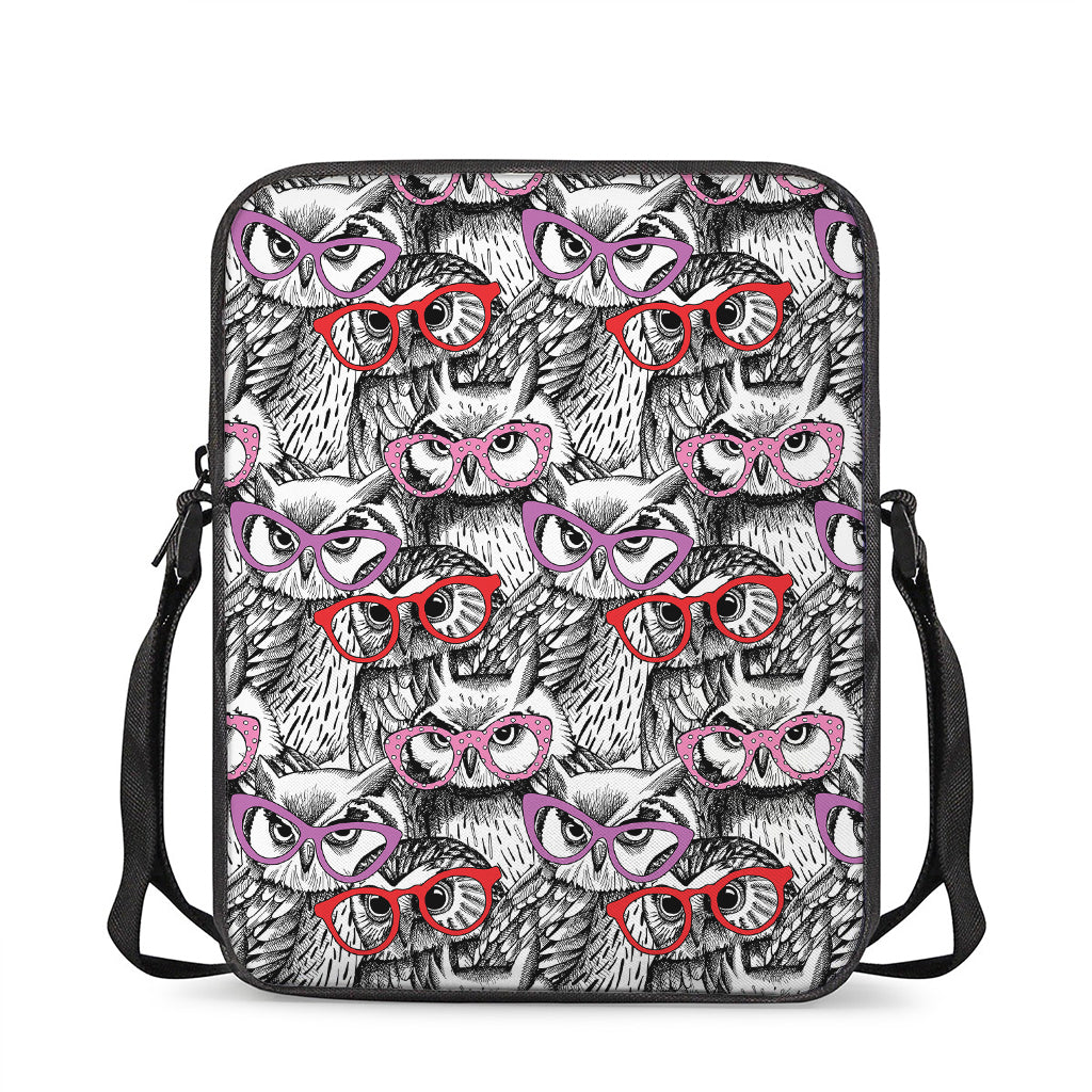 Owl With Glasses Pattern Print Rectangular Crossbody Bag