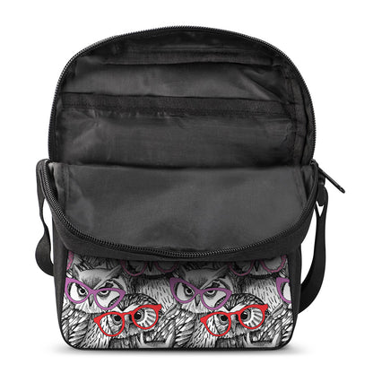 Owl With Glasses Pattern Print Rectangular Crossbody Bag