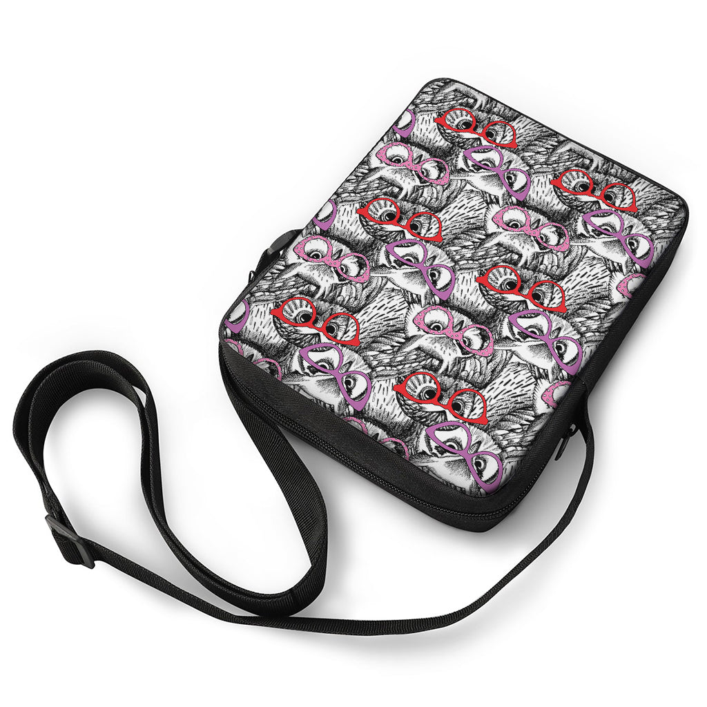 Owl With Glasses Pattern Print Rectangular Crossbody Bag