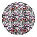 Owl With Glasses Pattern Print Round Blanket