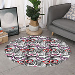 Owl With Glasses Pattern Print Round Rug