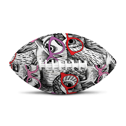 Owl With Glasses Pattern Print Rugby Ball