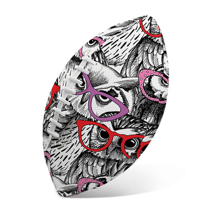 Owl With Glasses Pattern Print Rugby Ball