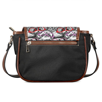 Owl With Glasses Pattern Print Saddle Bag