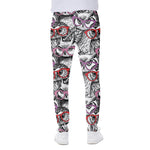 Owl With Glasses Pattern Print Scuba Joggers