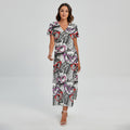 Owl With Glasses Pattern Print Short Sleeve Maxi Dress