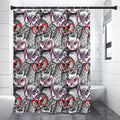 Owl With Glasses Pattern Print Shower Curtain