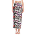 Owl With Glasses Pattern Print Side Slit Maxi Skirt