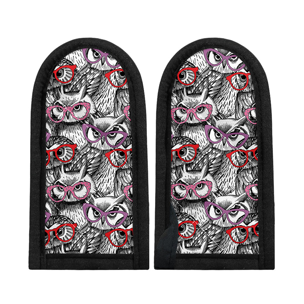 Owl With Glasses Pattern Print Skillet Handle Cover
