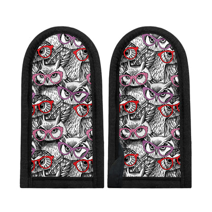 Owl With Glasses Pattern Print Skillet Handle Cover