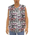 Owl With Glasses Pattern Print Sleeveless Baseball Jersey