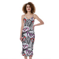 Owl With Glasses Pattern Print Slim Fit Midi Cami Dress