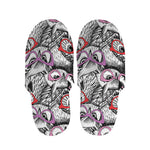 Owl With Glasses Pattern Print Slippers
