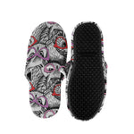 Owl With Glasses Pattern Print Slippers