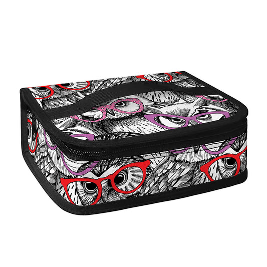 Owl With Glasses Pattern Print Small Lunch Bag