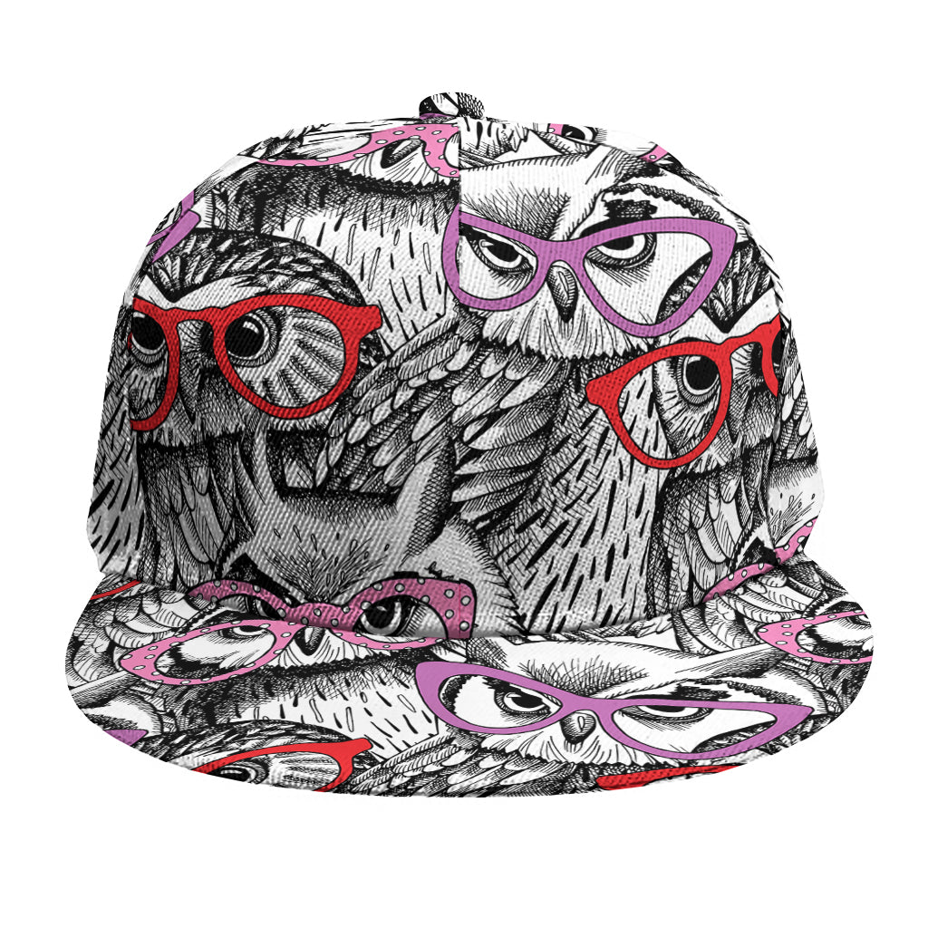 Owl With Glasses Pattern Print Snapback Cap