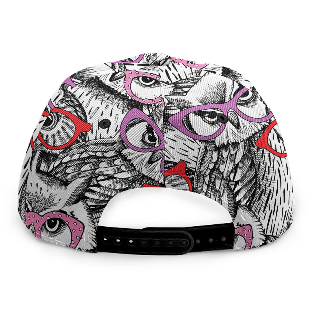 Owl With Glasses Pattern Print Snapback Cap