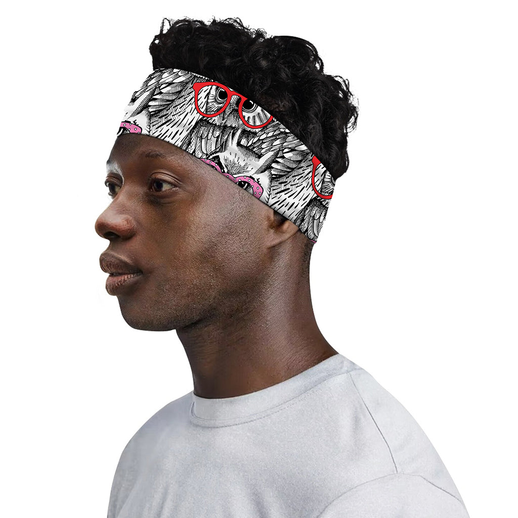Owl With Glasses Pattern Print Sports Headband