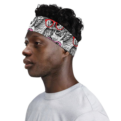 Owl With Glasses Pattern Print Sports Headband