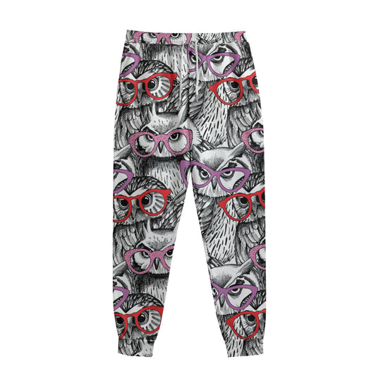 Owl With Glasses Pattern Print Sweatpants