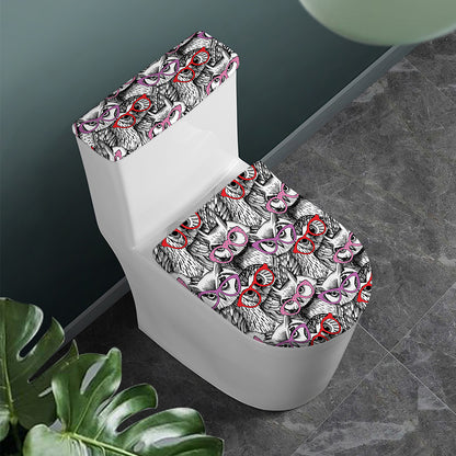 Owl With Glasses Pattern Print Toilet Lid And Tank Cover Set