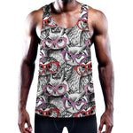 Owl With Glasses Pattern Print Training Tank Top