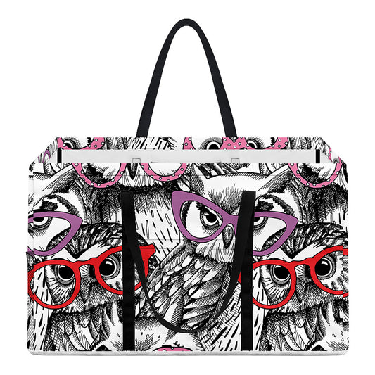 Owl With Glasses Pattern Print Utility Tote Bag